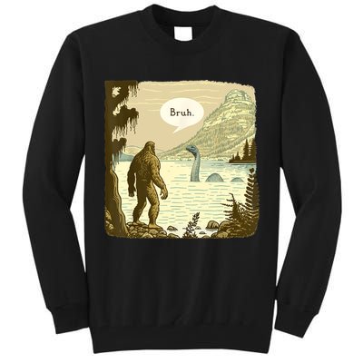 Funny Bigfoot Sasquatch Loch Ness Monster Introvert Bruh Tall Sweatshirt