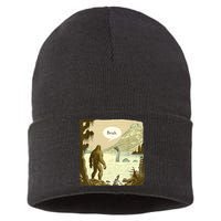 Funny Bigfoot Sasquatch Loch Ness Monster Introvert Bruh Sustainable Knit Beanie