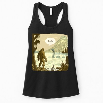 Funny Bigfoot Sasquatch Loch Ness Monster Introvert Bruh Womens Tank Top