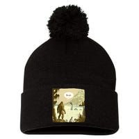 Funny Bigfoot Sasquatch Loch Ness Monster Introvert Bruh Pom Pom 12in Knit Beanie