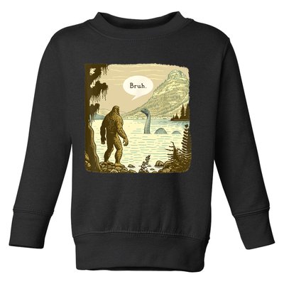 Funny Bigfoot Sasquatch Loch Ness Monster Introvert Bruh Toddler Sweatshirt