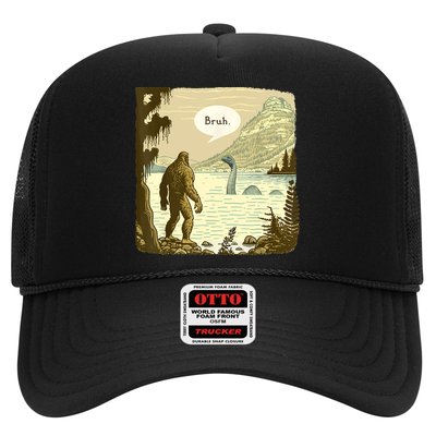 Funny Bigfoot Sasquatch Loch Ness Monster Introvert Bruh Trucker Hat