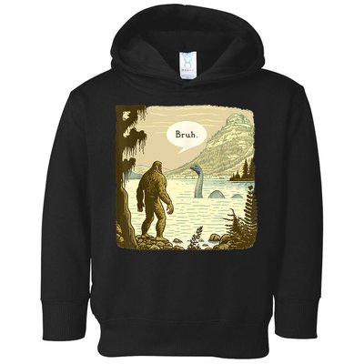 Funny Bigfoot Sasquatch Loch Ness Monster Introvert Bruh Toddler Hoodie