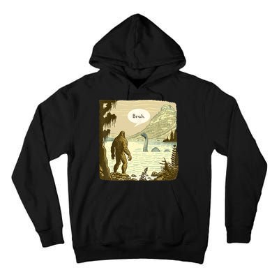 Funny Bigfoot Sasquatch Loch Ness Monster Introvert Bruh Tall Hoodie
