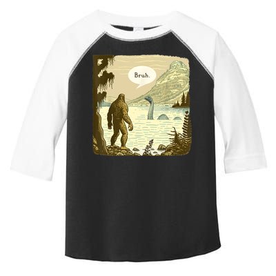 Funny Bigfoot Sasquatch Loch Ness Monster Introvert Bruh Toddler Fine Jersey T-Shirt