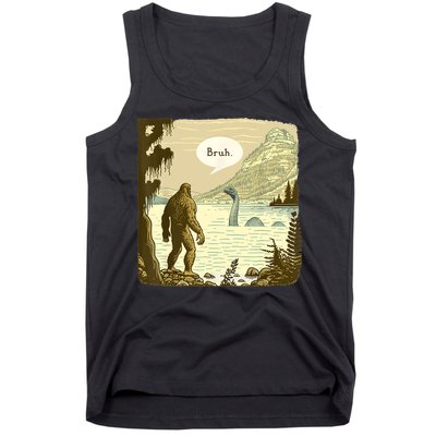 Funny Bigfoot Sasquatch Loch Ness Monster Introvert Bruh Tank Top