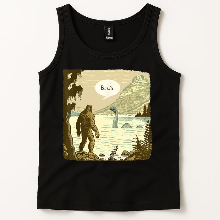 Funny Bigfoot Sasquatch Loch Ness Monster Introvert Bruh Tank Top