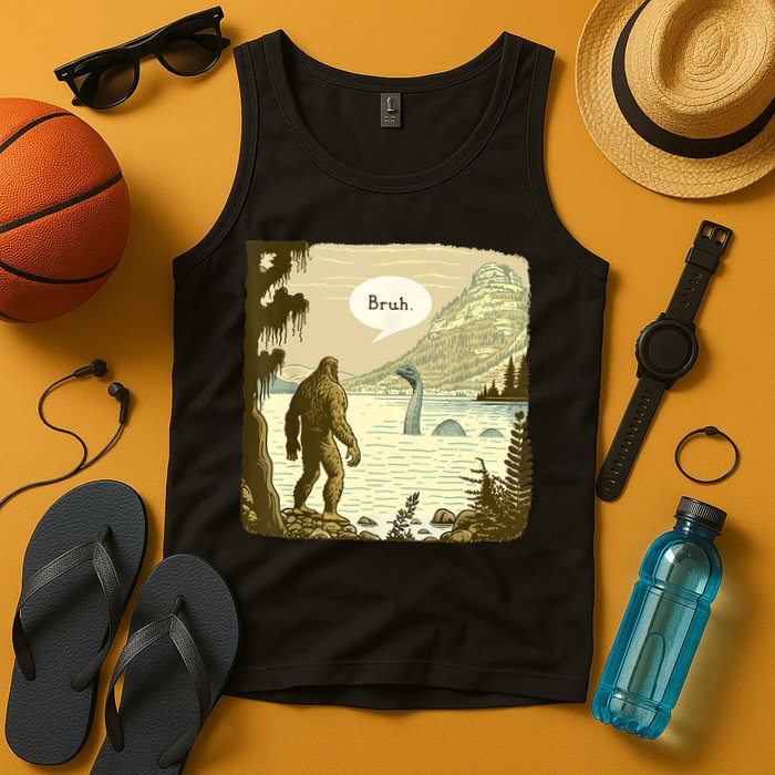 Funny Bigfoot Sasquatch Loch Ness Monster Introvert Bruh Tank Top