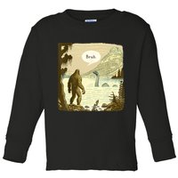 Funny Bigfoot Sasquatch Loch Ness Monster Introvert Bruh Toddler Long Sleeve Shirt