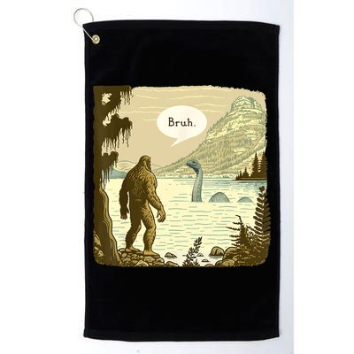Funny Bigfoot Sasquatch Loch Ness Monster Introvert Bruh Golf Towel