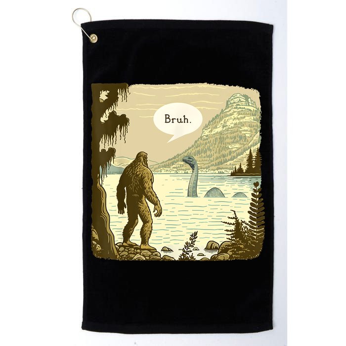 Funny Bigfoot Sasquatch Loch Ness Monster Introvert Bruh Golf Towel