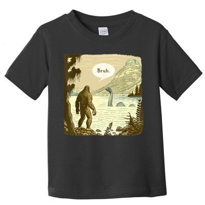 Funny Bigfoot Sasquatch Loch Ness Monster Introvert Bruh Toddler T-Shirt