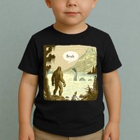 Funny Bigfoot Sasquatch Loch Ness Monster Introvert Bruh Toddler T-Shirt