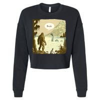 Funny Bigfoot Sasquatch Loch Ness Monster Introvert Bruh Cropped Pullover Crew