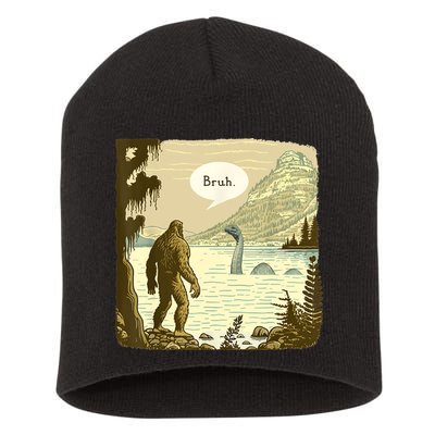 Funny Bigfoot Sasquatch Loch Ness Monster Introvert Bruh Short Acrylic Beanie