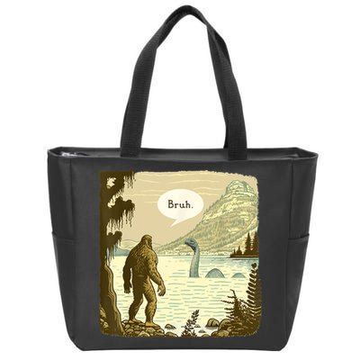 Funny Bigfoot Sasquatch Loch Ness Monster Introvert Bruh Zip Tote Bag