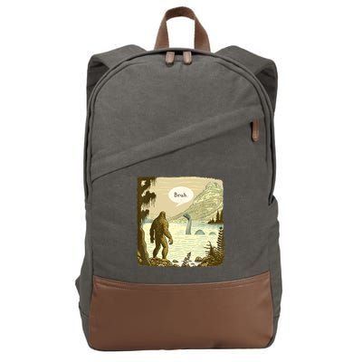 Funny Bigfoot Sasquatch Loch Ness Monster Introvert Bruh Cotton Canvas Backpack