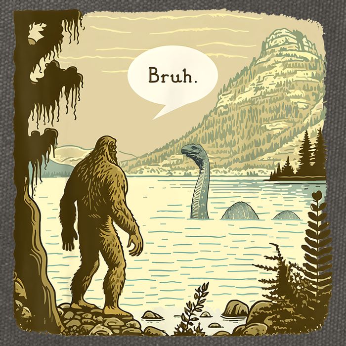 Funny Bigfoot Sasquatch Loch Ness Monster Introvert Bruh Cotton Canvas Backpack