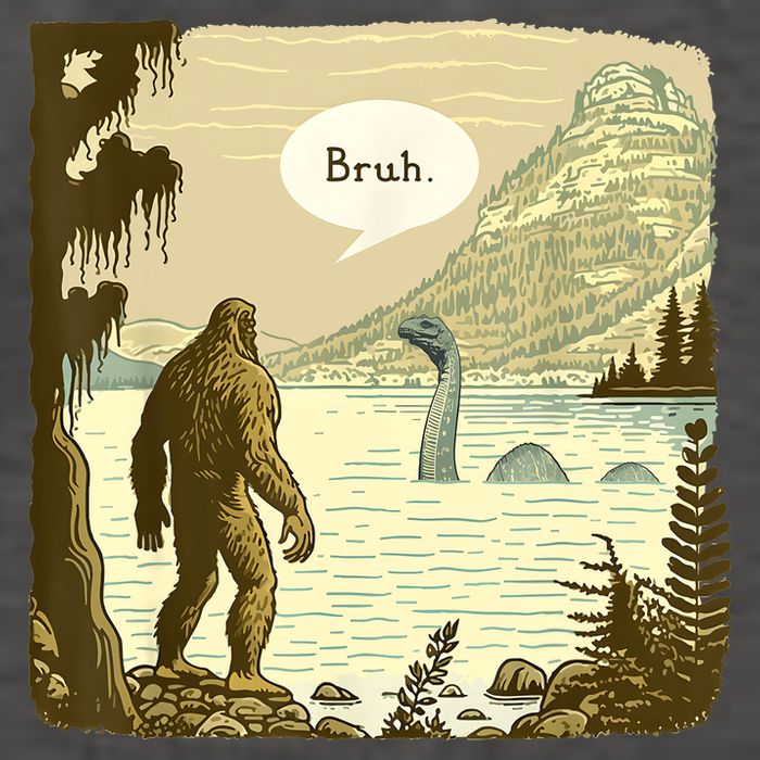 Funny Bigfoot Sasquatch Loch Ness Monster Introvert Bruh Vector Backpack