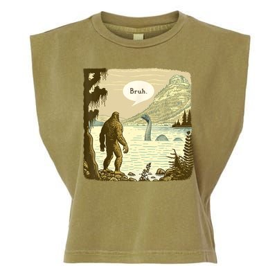 Funny Bigfoot Sasquatch Loch Ness Monster Introvert Bruh Garment-Dyed Women's Muscle Tee