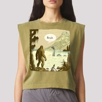 Funny Bigfoot Sasquatch Loch Ness Monster Introvert Bruh Garment-Dyed Women's Muscle Tee
