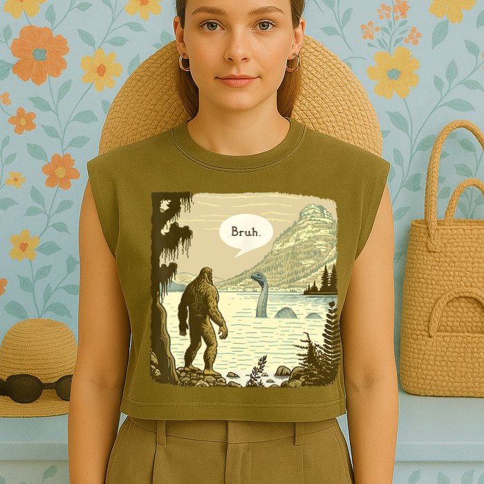 Funny Bigfoot Sasquatch Loch Ness Monster Introvert Bruh Garment-Dyed Women's Muscle Tee