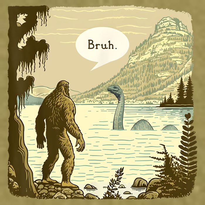 Funny Bigfoot Sasquatch Loch Ness Monster Introvert Bruh Garment-Dyed Women's Muscle Tee