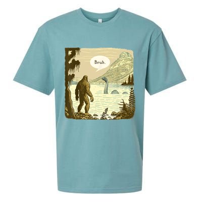 Funny Bigfoot Sasquatch Loch Ness Monster Introvert Bruh Sueded Cloud Jersey T-Shirt