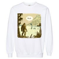 Funny Bigfoot Sasquatch Loch Ness Monster Introvert Bruh Garment-Dyed Sweatshirt