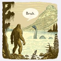 Funny Bigfoot Sasquatch Loch Ness Monster Introvert Bruh Garment-Dyed Sweatshirt