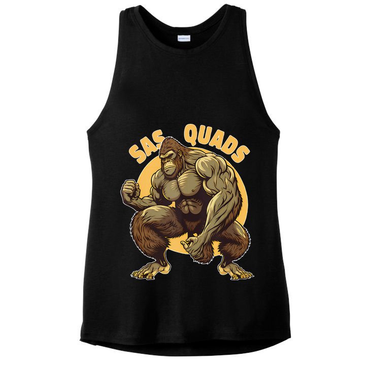 Funny Bigfoot Sas Quads Sasquatch Pun Funny Workout Ladies PosiCharge Tri-Blend Wicking Tank