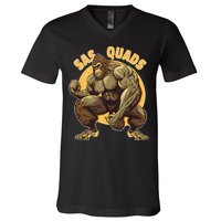 Funny Bigfoot Sas Quads Sasquatch Pun Funny Workout V-Neck T-Shirt