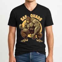 Funny Bigfoot Sas Quads Sasquatch Pun Funny Workout V-Neck T-Shirt