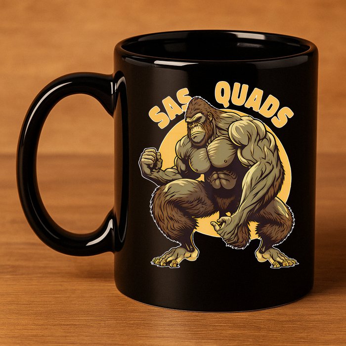 Funny Bigfoot Sas Quads Sasquatch Pun Funny Workout 11oz C Handle Ceramic Mug