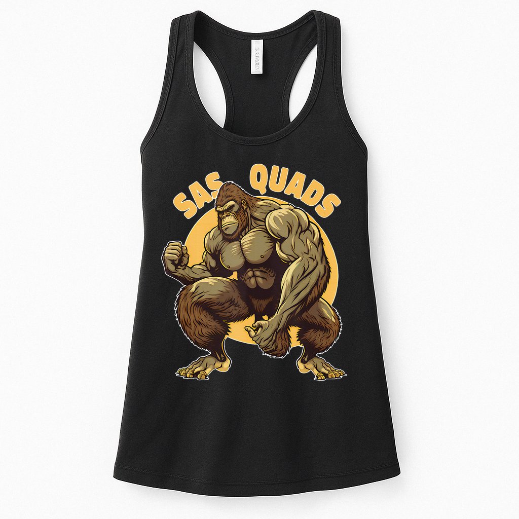 Funny Bigfoot Sas Quads Sasquatch Pun Funny Workout Womens Tank Top