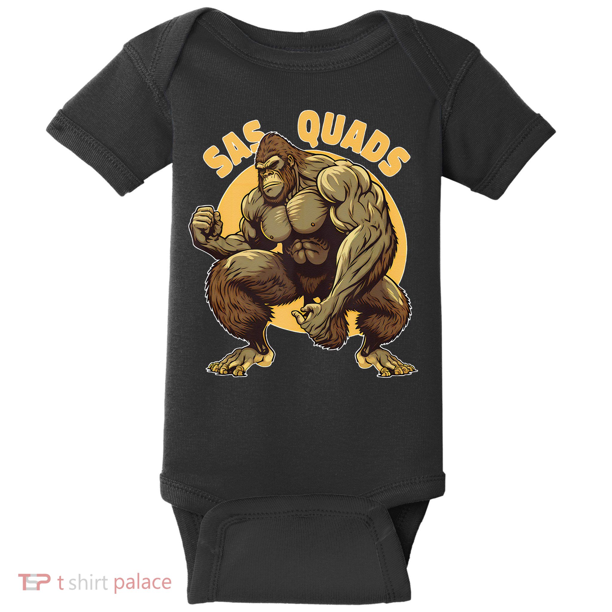 Funny Bigfoot Sas Quads Sasquatch Pun Funny Workout Baby Bodysuit