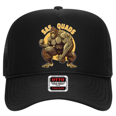 Funny Bigfoot Sas Quads Sasquatch Pun Funny Workout Trucker Hat