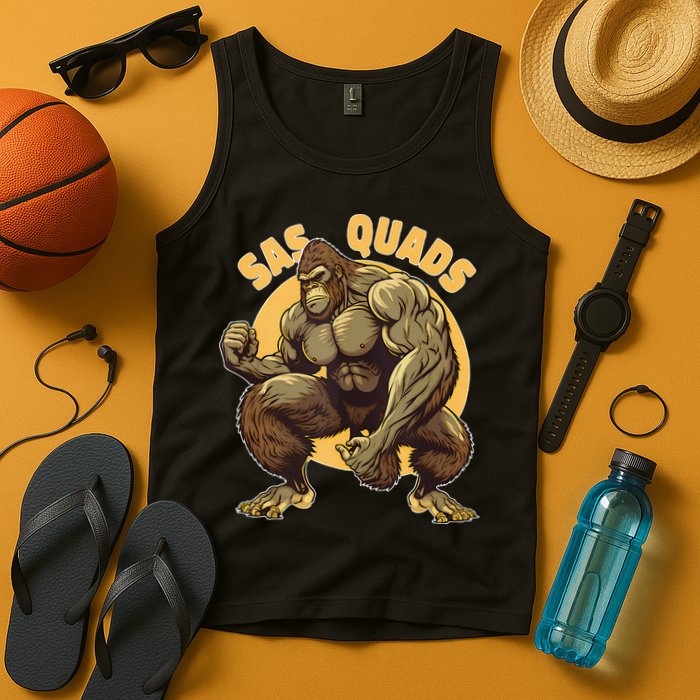 Funny Bigfoot Sas Quads Sasquatch Pun Funny Workout Tank Top