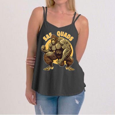 Funny Bigfoot Sas Quads Sasquatch Pun Funny Workout Women's Strappy Tank