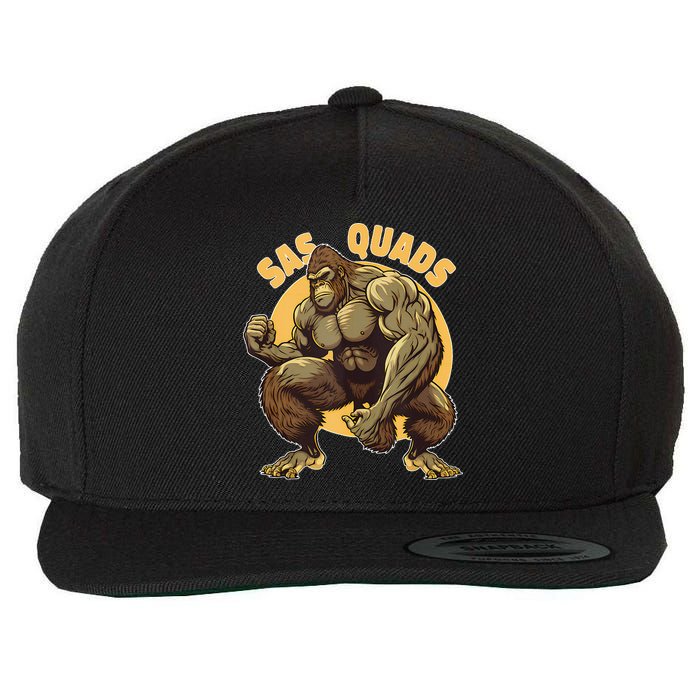 Funny Bigfoot Sas Quads Sasquatch Pun Funny Workout Wool Snapback Cap