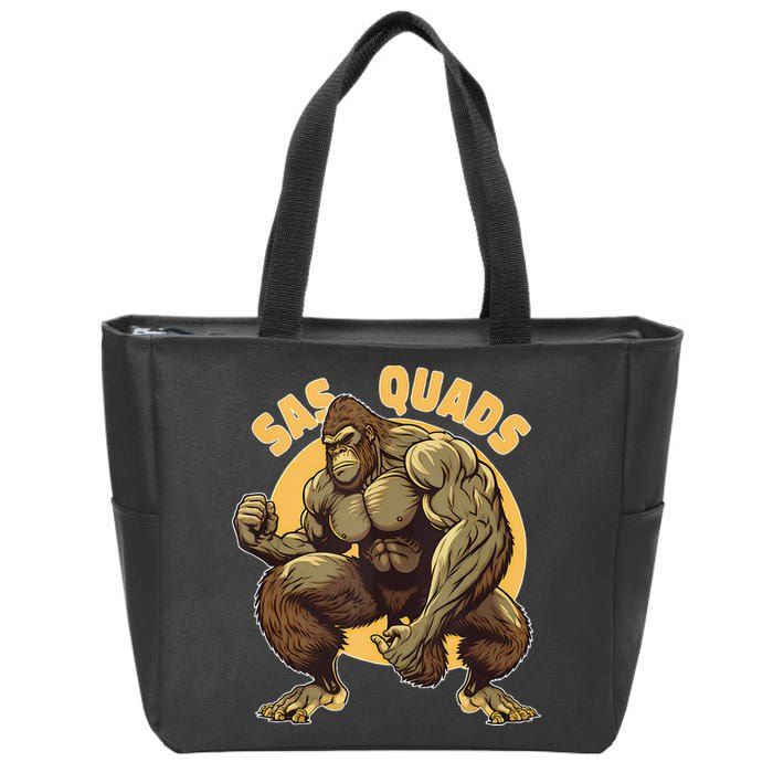 Funny Bigfoot Sas Quads Sasquatch Pun Funny Workout Zip Tote Bag