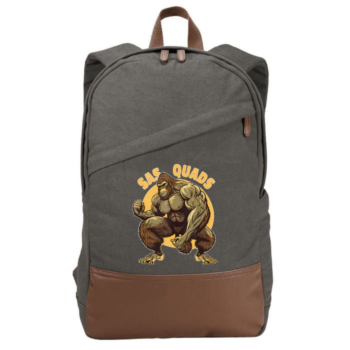 Funny Bigfoot Sas Quads Sasquatch Pun Funny Workout Cotton Canvas Backpack