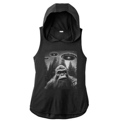 Funny Bigfoot Sasquatch Alien Ufo Ladies PosiCharge Tri-Blend Wicking Draft Hoodie Tank