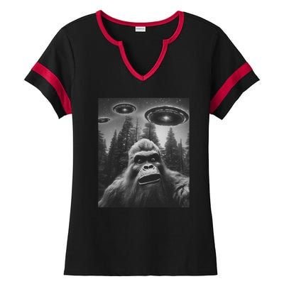 Funny Bigfoot Sasquatch Alien Ufo Ladies Halftime Notch Neck Tee