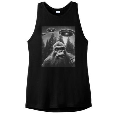 Funny Bigfoot Sasquatch Alien Ufo Ladies PosiCharge Tri-Blend Wicking Tank