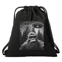 Funny Bigfoot Sasquatch Alien Ufo Drawstring Bag