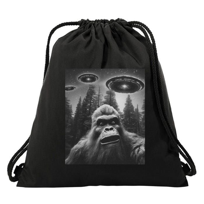 Funny Bigfoot Sasquatch Alien Ufo Drawstring Bag