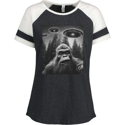 Funny Bigfoot Sasquatch Alien Ufo Enza Ladies Jersey Colorblock Tee