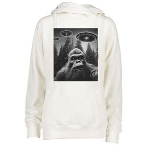 Funny Bigfoot Sasquatch Alien Ufo Womens Funnel Neck Pullover Hood