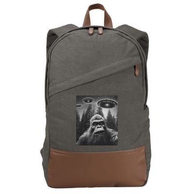 Funny Bigfoot Sasquatch Alien Ufo Cotton Canvas Backpack